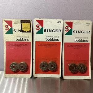 6 bobine vintage Singer peso piuma 221 e 301 ago inclinato macchina da cucire 8 fori - Foto 1 di 6