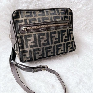 FENDI Vintage Zucchino Canvas Leather Camera Shoulder Bag Brown - Picture 1 of 11