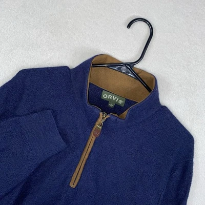 Orvis Alpaca Wool 1/4 Zip Sweater Men’s M Blue Soft Pullover Peru Preppy Stretch - Image 1 of 4