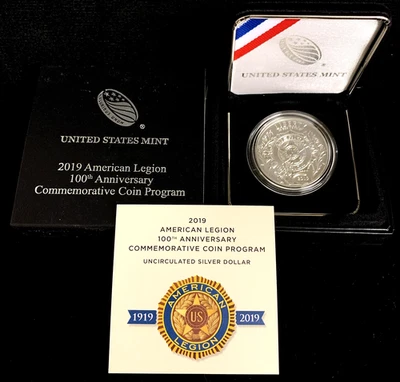 2019 American Legion 100th Anniversary UNC Silver Dollar Commem Coin, B-6 - Image 1 of 4