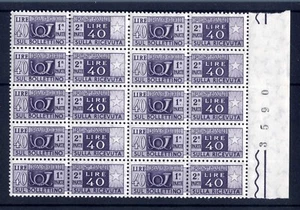 ITALIA 1955 Pacchi - Due sezioni corno di posta filigrana stelle 40 L. MNH** - Imagen 1 de 1
