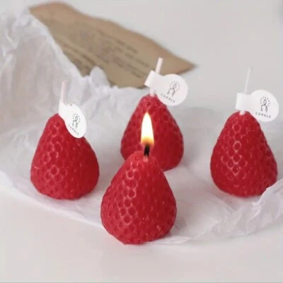 4 Strawberry Shaped Scented Candles, Birthday, Weddings, Christmas Gift Stocking - Image 1 of 4