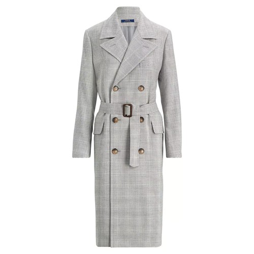 OFF WHITE NUOVO PREZZO AL PUBBLICO £699 donna RALPH LAUREN cappotto tweed taglia 4 UK 8 10 (MANCA CINTURA IN VITA)