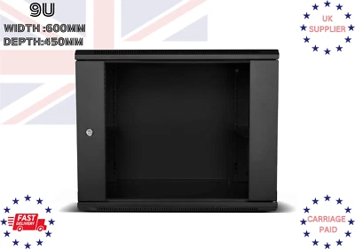 9U 19" 450MM Deep Network Cabinet Data Comms Wall Rack for Patch Panel, PDU, swi - Image 1 of 4