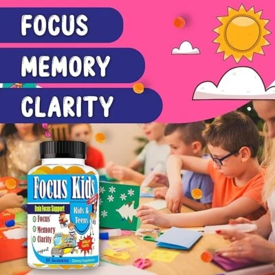 Potenciador de enfoque Brain Booster para niños, gomitas Omega+DHA, memoria y claridad mental Foto 1 de 4