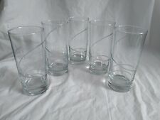 Cut Glass Swish Tom Collins Highball Glasses set of 5 frosted swirl tumblers