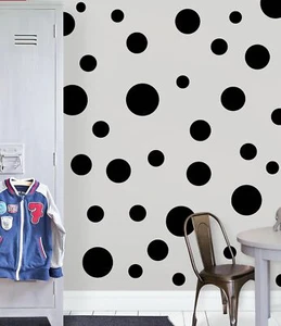 Black Polka Dot Wall Decals, Girls Room Decor Stickers, Dots, - Picture 1 of 8