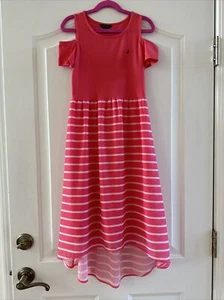 Nautica Girls Striped Cold Shoulders Dress, Size 10 - Picture 1 of 9