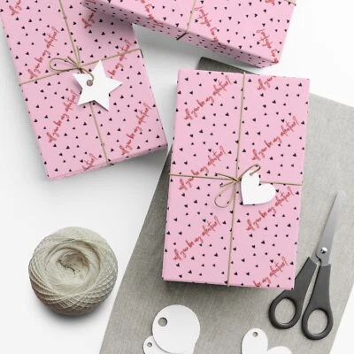 Will You Be My Valentine Wrapping Paper Rolls, Pink Heart Gift Wrapping Paper - Image 1 of 2