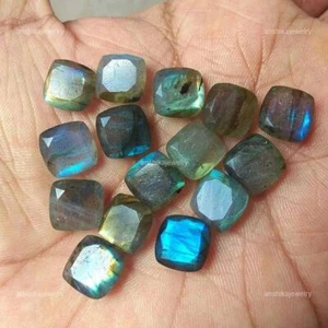 Natural Cushion Blue Flash Labradorite Semiprecious Faceted Gemstone 10X10MM - Picture 1 of 7