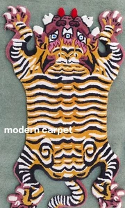 Tibetan Tiger Rugs Handmade 100% Woolen Hand Tufted For Home Decoration - Picture 1 of 8