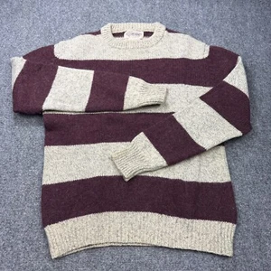 Vintage Britches Sweater Mens Large Burgundy Heather Grey Stripe Wool Hong Kong - Picture 1 of 20