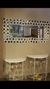 LARGE MODERN HONEYCOMB SHAPED HANGING DECORATIVE DRESSING MIRROR PIER GLASS - Picture 1 of 1