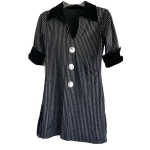 Georgie Girl Costume size Medium Adult Pin Stripe Black Dress Dance - Picture 1 of 9