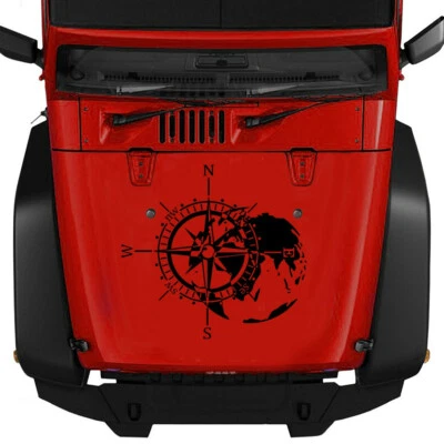 Black Earth Compass Graphics Vinyl Sticker for Truck SUV Car Hood Body Side Door - Image 1 of 4
