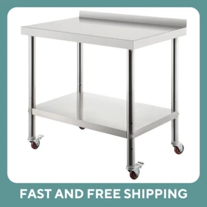 VEVOR Stainless Steel Prep Table, 30 x 24 x 35 Inch, 440lbs Load Capacity Heavy - Picture 1 of 7