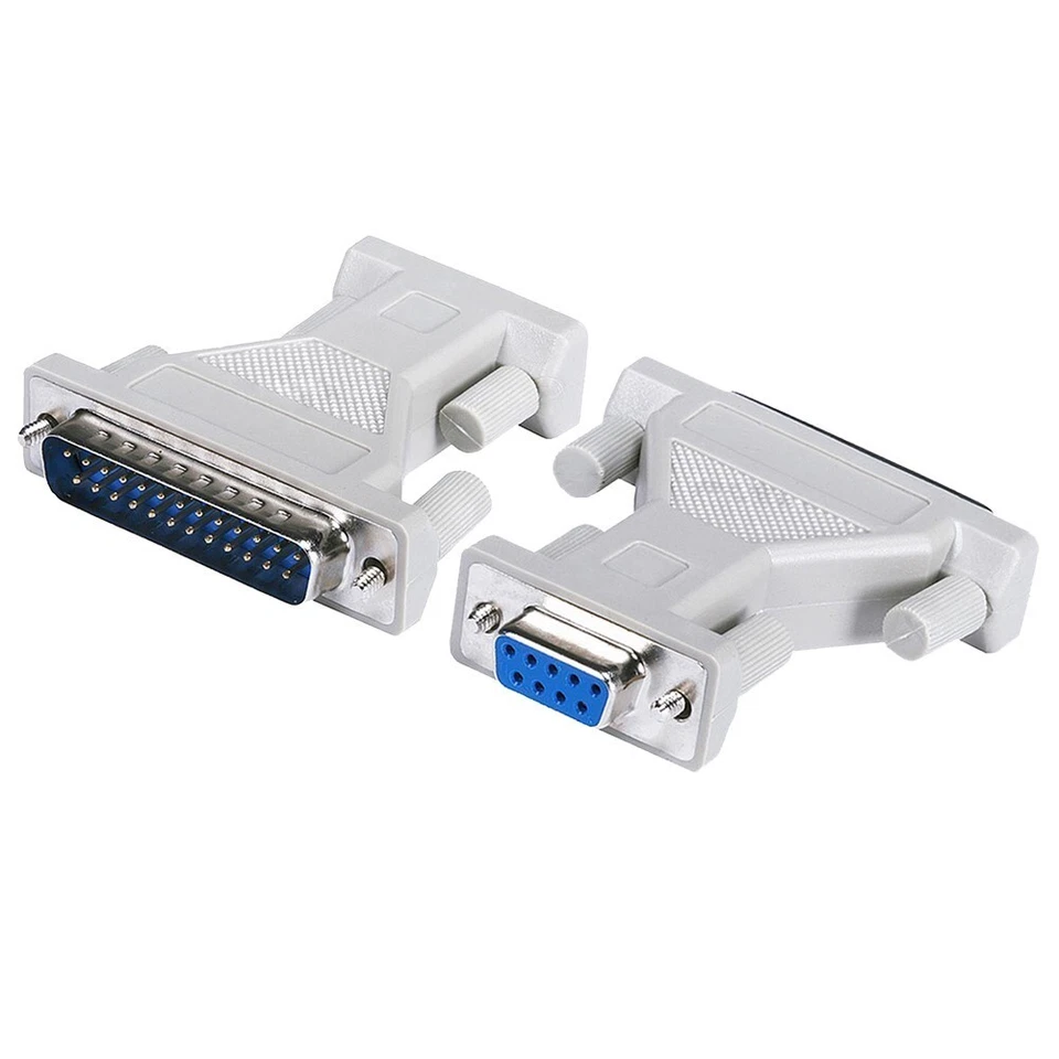2x DB9 9 Pin Female to DB25 25 Pin Male Serial to Parallel Adapter Converter  - Image 1 of 3
