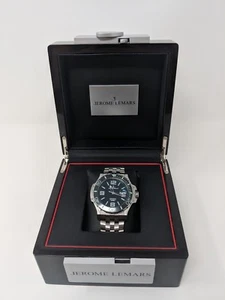 Jerome Lemars Chagall Herren Auto Sport/Taucheruhr 45mm Edelstahlarmband, Schwarz - Bild 1 von 6