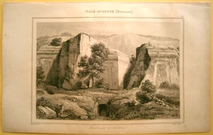 Impresión 1850 TUMBAS ETRUSCAS EN NORCHIA, VETRALLA, ITALIA, #34 - Imagen 1 de 1