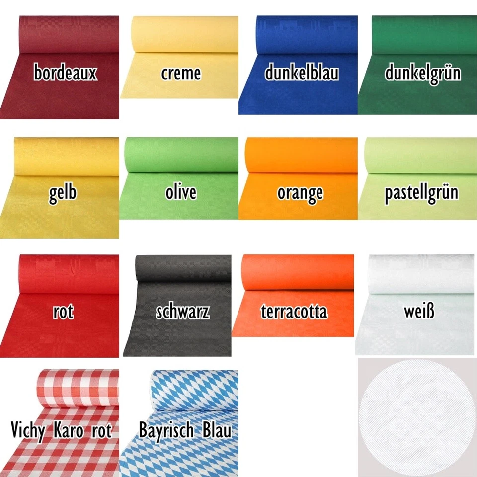 Papiertischdecke Einwegtischdecke Damast 50x1m Tischrolle Tischdeckenrolle - Bild 1 von 1