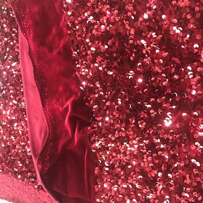 Burgundy Velvet Stretch with All Over Sequins, 54/55", Apparel&Clothing, Decor - Image 1 of 4