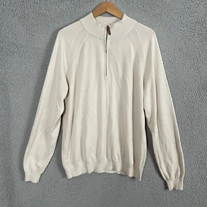 Footjoy Sweater Mens XL Ivory Beige Long Sleeve 1/2 Zip Mock Neck Golf Casual - Picture 1 of 13