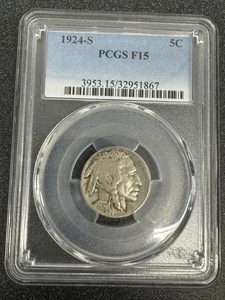 1924 S Buffalo Nickel Pcgs F15 - Picture 1 of 8