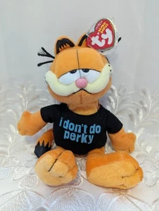 Ty Beanie Baby - Garfield With "I Don't Do Perky" Shirt On (8in) - Picture 1 of 4