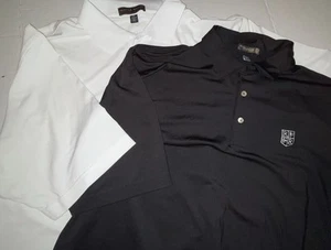 Par de polos de golf Peter Millar para hombre blanco y negro talla XL confort de verano - Imagen 1 de 8