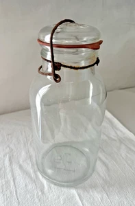 Antik Vintage Atlas Hazel Klarglas Einmachglas/Deckel Drahtballen TF 16 halbe Gallone - Bild 1 von 9