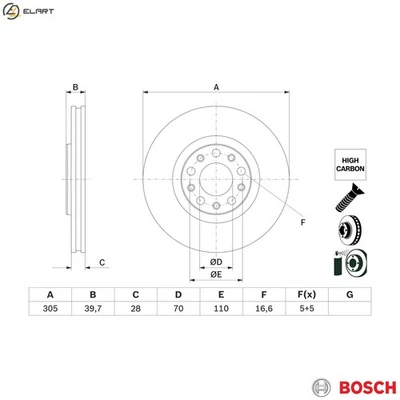 2x BRAKE DISC 0 986 479 G89 FOR ALFA ROMEO TONALE 159/Sportwagon GIULIETTA/Van - Image 1 of 4