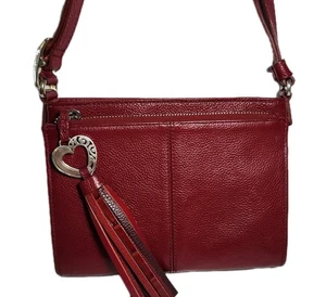 BRIGHTON BARBADOS LIPSTICK RED CROSSBODY TASSELED CITY ORGANIZER FRONT WALLET - Picture 1 of 12