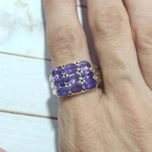 Anillo para mujer corte ovalado amatista plata de ley 925 talla 9 vintage Art Deco - Imagen 1 de 14