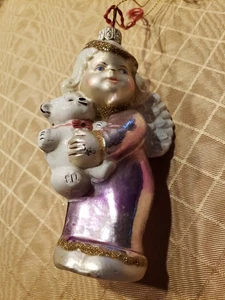 Ángel polonesa Kurt Adler con peluche adorno de vidrio pintado a mano Polonia etiqueta de 5" - Imagen 1 de 7