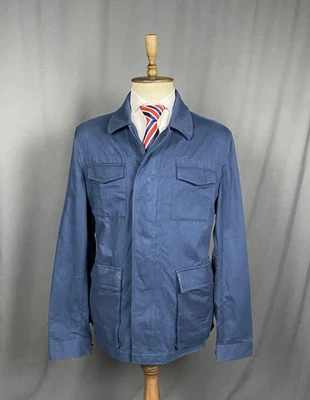 Chaqueta deportiva utilitaria de lino multibolsillo azul Hackett para... - Imagen 1 de 4