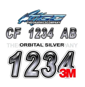 ORBITAL SILVER Custom Boat Registration Numbers Decals Vinyl Your Numbers - Picture 1 of 6