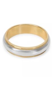 TIFFANY & CO. CLASSIC MILGRAIN 6MM 18K GOLD PLATINUM WEDDING RING BAND SIZE 11