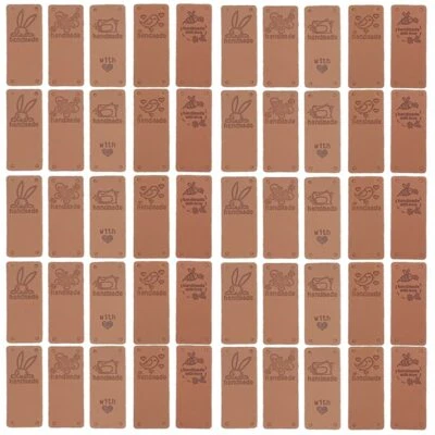 50 Stück Handmade Leder Etiketten Tags Rechteckig Nähen Tuch Etiketten Label ... - Bild 1 von 4
