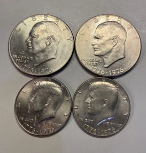 Set of P and D Bicentennial Ike Dollars and Kennedy Halfs - Picture 1 of 6