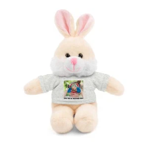 8" Bunny Rabbit Plush with Personalized Tee Stuffed Animal Custom Text & Photo - Picture 1 of 52