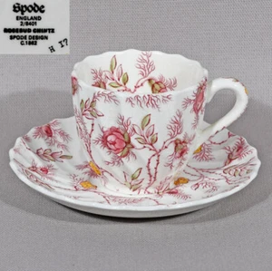 Spode Rosebud Chintz Demitasse Cup 2 1/4" Tall Saucer 4 3/4" - Picture 1 of 9