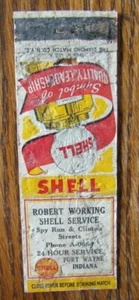 ROBERT SHELL GAS STATION MATCHBOOK MATCHCOVER: FORT WAYNE, INDIANA -E20 - Picture 1 of 2