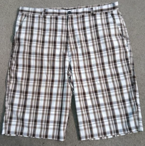 NBN Gear Bermuda Shorts Golf Mens Size 44 Brown White Plaid - Picture 1 of 7