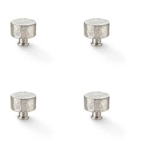 4er Pack Rund Gehämmert Türknauf Satin Nickel 35 mm Durchmesser Schrank Ziehgriff - Bild 1 von 2