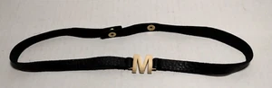 Leather Animal Collar Letter Initial M Adjustable MCM Fancy Classy Bling Bling - Picture 1 of 7