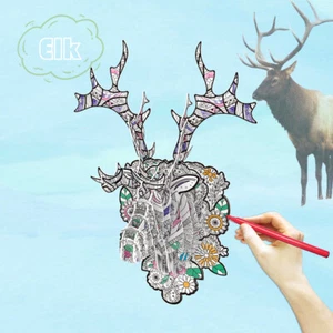3D Animal Painting Coloring Puzzle Set Elephant Elk Wall Hang Artwork DIY Gift - Picture 1 of 21