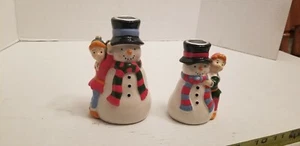 Gorham Kathy Irland Home Weihnachten Keramik Schneemann Kerzenhalter 2er Set - Bild 1 von 6