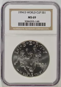 1994-D World Cup Soccer Silver Dollar $1 NGC MS69 3086095-148 - Picture 1 of 4
