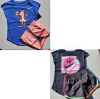 Nike Girls Size 5 Summer Dri-fit Lined Shorts & Size 6  T-Shirt Peach Smiley