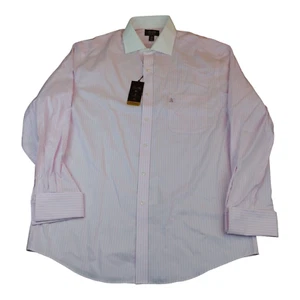Tasso Elba Men's Pink Dress Shirt Pinstriped Long Sleeve Supima L 16 1/2 NWT - Picture 1 of 2